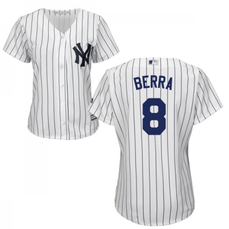 Women's Majestic New York Yankees #8 Yogi Berra Replica White Home MLB Jersey