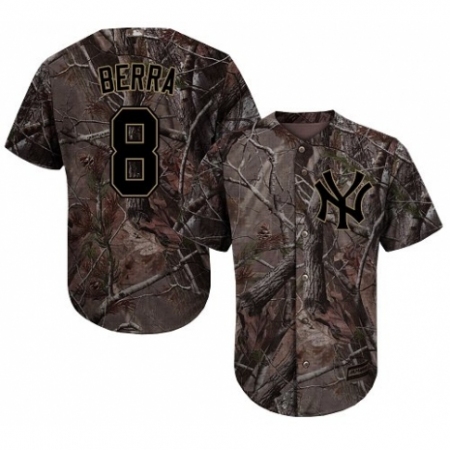 Youth Majestic New York Yankees #8 Yogi Berra Authentic Camo Realtree Collection Flex Base MLB Jersey
