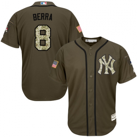 Youth Majestic New York Yankees #8 Yogi Berra Authentic Green Salute to Service MLB Jersey